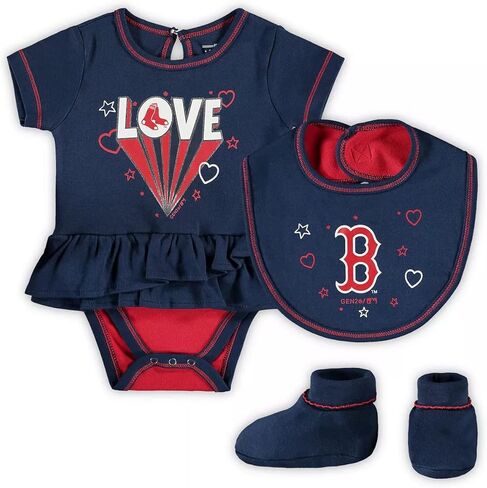 Outerstuff MLB Girls Newborn & Infant 0-24 Months Play Your Best 3 Piece Onesie Bib & Bootie Bodysuit Creeper Set in Saudi Arabia
