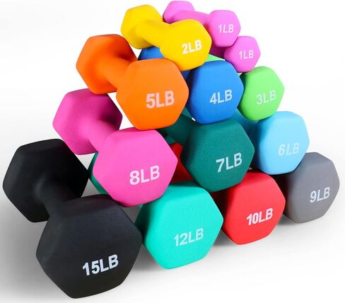 Signature Fitness Set of 2 Neoprene Dumbbell Hand Weights, Anti-Slip, Anti-roll, Hex Shape Colorful, Pairs or Sets in Saudi Arabia