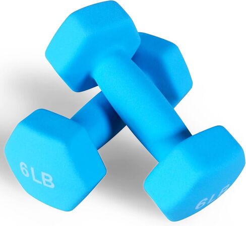 Signature Fitness Set of 2 Neoprene Dumbbell Hand Weights, Anti-Slip, Anti-roll, Hex Shape Colorful, Pairs or Sets in Saudi Arabia