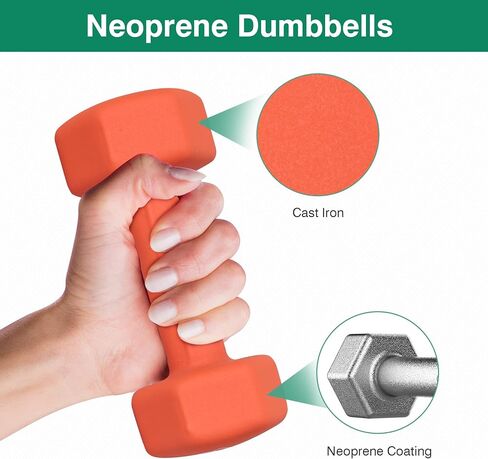 Dumbbell Hand Weight Pairs – Neoprene Dumbbell Exercise & Fitness For Home Gym Equipment and Adjustable Dumbbell Sets–Non-Slip, Color Coded Hex Shaped Free Weights For Women,Men 2LB 3LB 5LB 8LB 10LB Pounds in Kuwait