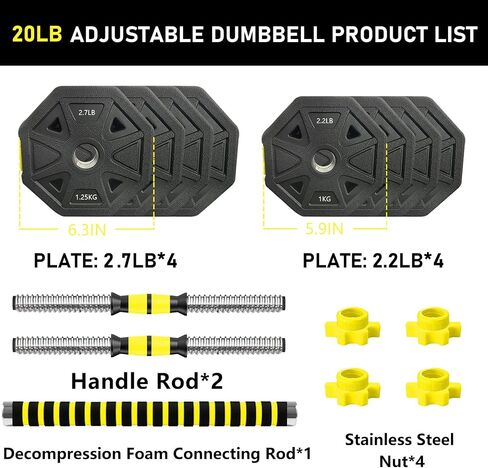 Adjustable-Dumbbells-Set, Free Weights Set with Connector,Fitness Exercises for Home Gym Suitable Men/Women in Saudi Arabia