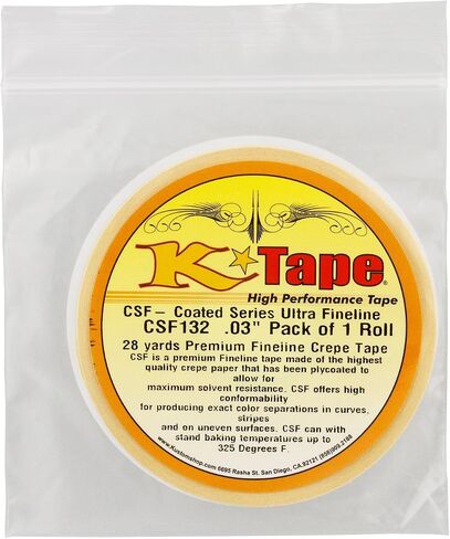 Custom Shop CSF132 K-Tape Coated Series Micro Fineline Tape, Yellow (1/32" X 28 Yard Roll) in Saudi Arabia
