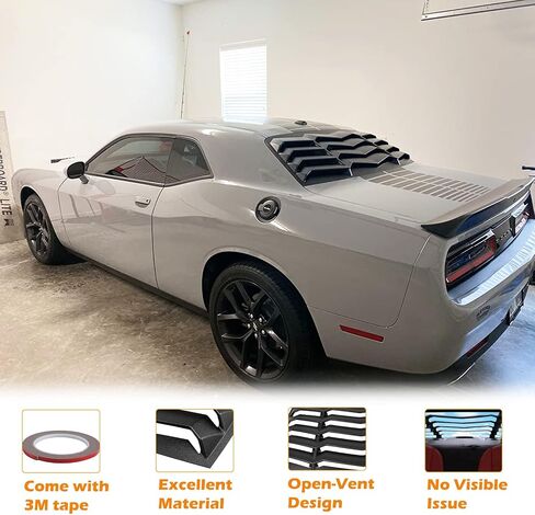 Rear Window Louver for Dodge Challenger 2008-2021 in Lambo Style Windshield Scoop Louvers Sun Shade Vent Cover Matte Black in Saudi Arabia