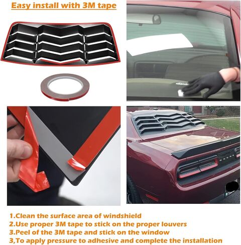 Rear Window Louver for Dodge Challenger 2008-2021 in Lambo Style Windshield Scoop Louvers Sun Shade Vent Cover Matte Black in Saudi Arabia