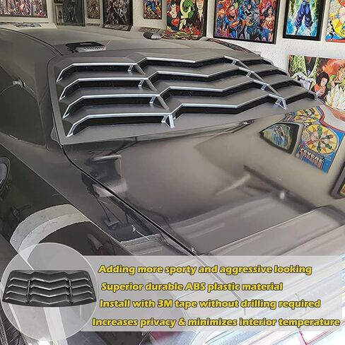 Rear Window Louver for Dodge Challenger 2008-2021 in Lambo Style Windshield Scoop Louvers Sun Shade Vent Cover Matte Black in Saudi Arabia