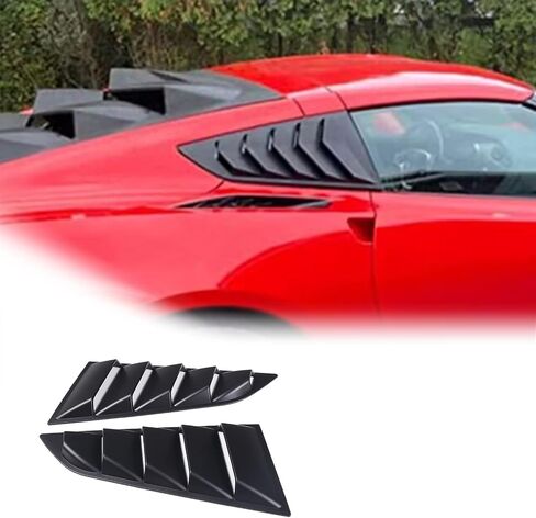 Car Rear Side Window Louvers Compatible with Chevrolet Corvette C7 2014-2019 Triangular Window Glass Blinds (Carbon Fiber) in Saudi Arabia