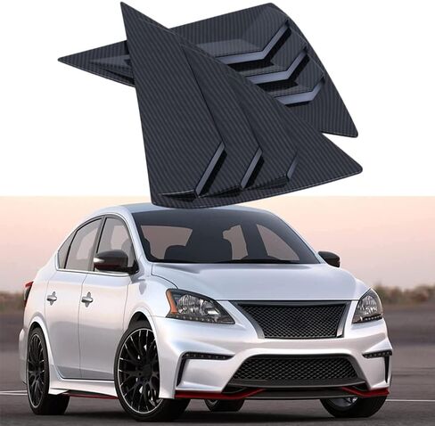 Bright Black Rear Side Window Louvers Air Vent Scoop Sun Shade Shutter Panel Cover Auto Exterior Decoration Trim Accessories for Nissan Sentra 2013-2019 in Saudi Arabia