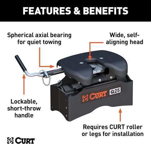 CURT 16565 Q25 رأس وصلة العجلة الخامسة فقط، مطلوب أرجل أو أسطوانة، 25,000 رطل in Kuwait