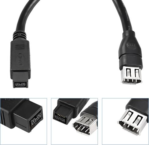 MEIRIYFA Firewire 1394a 6Pin أنثى إلى 1394b 9Pin ذكر IEEE 400 إلى 800 كابل تمديد محول نقل البيانات لأجهزة الكمبيوتر وكاميرات الفيديو الرقمية ومحركات الأقراص المضغوطة الخارجية (20 سم) in Saudi Arabia