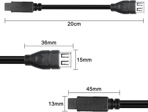 MEIRIYFA Firewire 1394a 6Pin أنثى إلى 1394b 9Pin ذكر IEEE 400 إلى 800 كابل تمديد محول نقل البيانات لأجهزة الكمبيوتر وكاميرات الفيديو الرقمية ومحركات الأقراص المضغوطة الخارجية (20 سم) in Saudi Arabia