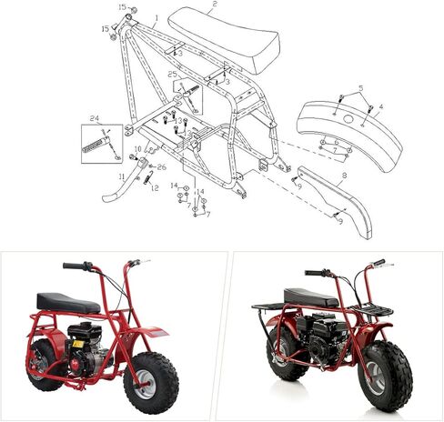 YOXUFA Mini Bike Seat for Coleman CT200U Baja Doodlebug DB30 196cc 200cc 97cc 100cc 6.5hp 2.8hp Powersports Mini Bike Motor Black Parts in Kuwait