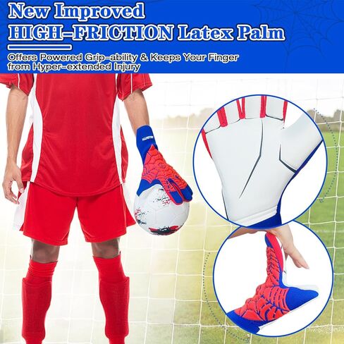 قفازات حارس مرمى جالونث لكرة القدم - للبالغين والرجال والنساء والأطفال والشباب المحترفين لكرة القدم قفازات حارس المرمى سميكة من اللاتكس تسمح بمرور الهواء على شبكة الإنترنت ومريحة in Kuwait