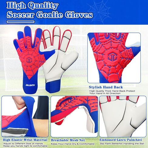 قفازات حارس مرمى جالونث لكرة القدم - للبالغين والرجال والنساء والأطفال والشباب المحترفين لكرة القدم قفازات حارس المرمى سميكة من اللاتكس تسمح بمرور الهواء على شبكة الإنترنت ومريحة in Kuwait
