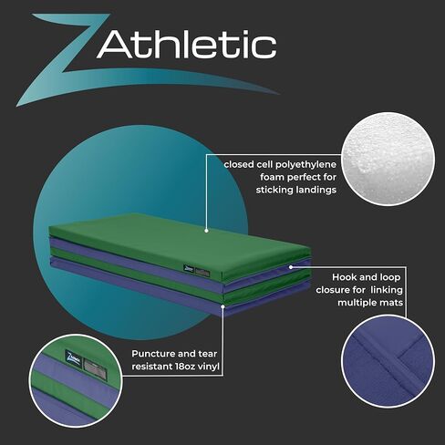 سجادة Z Athletic قابلة للطي للجمباز والهبوط، 4 أقدام × 8 أقدام × 2 بوصة in Kuwait