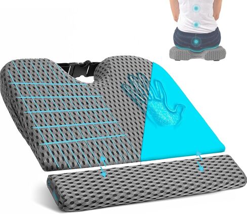 4D Mesh Car Seat Cushion for Car Seat Driver (w/Detachable Leg Extender) Gel Infused Memory Foam - Wedge Seat Cushion Ideal for Car Truck, Chair for Sciatica Hip Pain Relief in Saudi Arabia