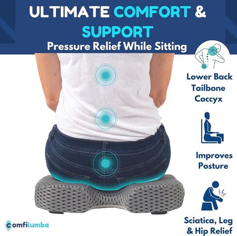 4D Mesh Car Seat Cushion for Car Seat Driver (w/Detachable Leg Extender) Gel Infused Memory Foam - Wedge Seat Cushion Ideal for Car Truck, Chair for Sciatica Hip Pain Relief in Saudi Arabia