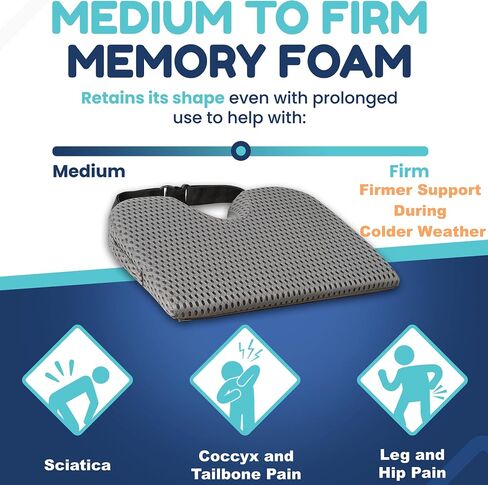 4D Mesh Car Seat Cushion for Car Seat Driver (w/Detachable Leg Extender) Gel Infused Memory Foam - Wedge Seat Cushion Ideal for Car Truck, Chair for Sciatica Hip Pain Relief in Saudi Arabia