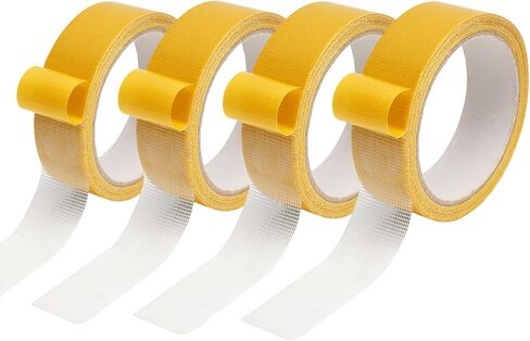 4 لفات شريط قماشي مزدوج الجوانب شديد التحمل، شريط شبكي من ألياف الشاش لاصق قوي مزدوج الجوانب، شريط شفاف للملابس، شريط قوي عالمي عالي الجودة، 1.18 بوصة × 33 قدم in Kuwait