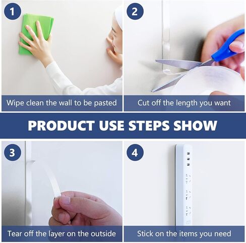 شريط مزدوج الجوانب عالي التحمل (بكرتان بطول 19.8 قدم)، شريط تثبيت مزدوج الجوانب متعدد الأغراض، لاصق قوي، شريط لاصق مغسول وقابل لإعادة الاستخدام، شريط نانو للمنزل والتلفزيون والمكتب والسيارة والمطبخ in Kuwait