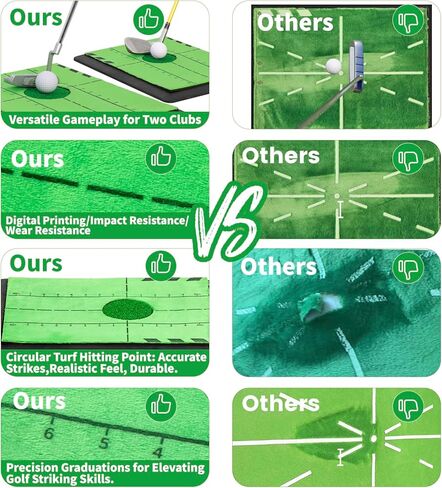 بساط أرجوحة الجولف المثالي - بساط ضرب الجولف قابل لإعادة الاستخدام والاستبدال لممارسة التدريب الداخلي والخارجي - سطح فلانيل ممتاز، ظهر مطاطي لعشاق الجولف in Kuwait
