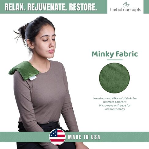 Herbal Concepts Aromatherapy Rectangular Shaped Microwaveable Wrap made of Organic Flaxseed, Yarrow, & Hops for Shoulder | Shoulder Wrap Soothes Stress & Pain | Available in Charcoal in Saudi Arabia