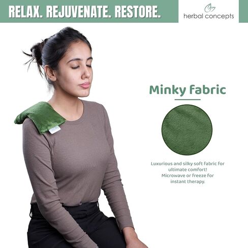 Herbal Concepts Aromatherapy Rectangular Shaped Microwaveable Wrap made of Organic Flaxseed, Yarrow, & Hops for Shoulder | Shoulder Wrap Soothes Stress & Pain | Available in Charcoal in Saudi Arabia