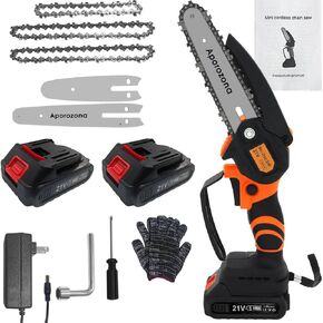Mini Chainsaw Cordless, Replacement Electric Chainsaw for Makita XCU14Z Pruning Saw 6 Inch /4 Inch 2-in-1 Portable handheld Chain Saw W/Safety Lock + 2Pcs Battery for Dewalt Brushless chainsaw