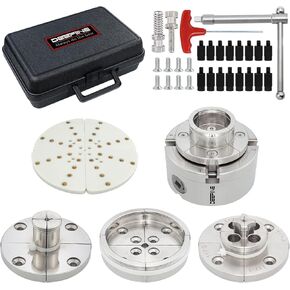 4 Inch Wood Lathe Chuck Set 1" x 8 tpi thread, Nickel Plated Self Centering 4 Jaw Wood Turning Chuck set(5PCS jaws)