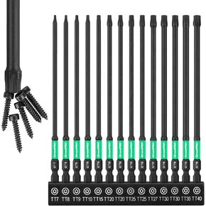 Torx Bit Set 29pc Impact Driver Bit Set, Magnetic Torx Screwdriver Set, Torque Security Bit Set Tools, 1/4 t25 t20 t30 Tamper Proof Torx Bit Set, 1"&2" Long (t7-t40) Star Screwdriver Bits Sets