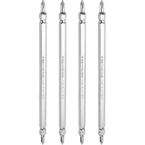 HARFINGTON 4pcs Magnetic Double Ended Screwdriver Bit 4mm PH2 6"/150mm 1/4" Hex Shank CR-V Steel Two Sided Phillips Cross Screw Driver Bit for Power Screwdriver Impact Drill Tool