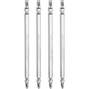 HARFINGTON 4pcs Magnetic Double Ended Screwdriver Bit 6mm PH2/SL6 6"/150mm 1/4" Hex Shank CR-V Steel Phillips Cross Slotted Flat Screw Driver Bit for Power Screwdriver Impact Drill Tool