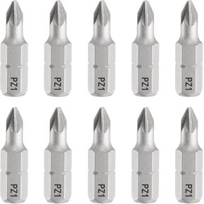 HARFINGTON 10pcs PZ2 Pozi Screwdriver Bit 1/4" Hex Shank 25mm/1" Length Magnetic Phillips Slotted Hex Bits S2 Steel Screw Driver Bit