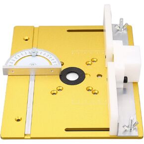Aluminium Router Table Insert Plate, Metal Router System DIY Router Table for Woodworking Benches Router Plate Wood Tools Milling Trimming Machine with Rings (Gold)