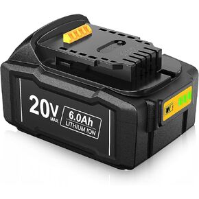 DSANKE 20V 6.0Ah Battery Replacement for Dewalt 20V Battery DCB200 DCB206 DCB207 DCB204 DCB203 DCB201 DCB200 DCB180 DCD/DCF/DCG/DCS Series 20 Volt Battery with Type-C USB Port
