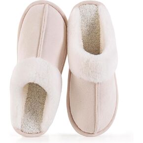 Women's Wool Lined Winter Slippers, Fluffy Household Shoes Indoor and Outdoor