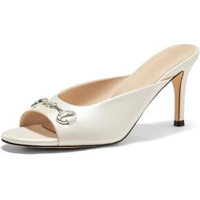 صندل شريحة للسيدات Coutgo مفتوحة إصبع القدمين عالي الكعب عالي الظهر على البغال الكعب مع سلسلة معدنية in Kuwait