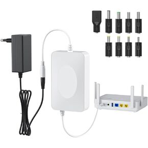 Rechargeable 9V 15000mAh DC Output Lithium ion Battery Pack for LED Strip, CCTV Camera and More, DC 9V External Battery Power Bank with 2A Charger, 9PCS DC Port, White (55.5, Watts)