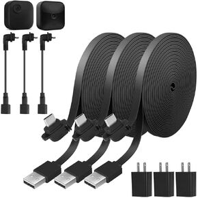 Uogw 3Pack 30ft/9.1m Power Cable and Adapter Compatible with Blink Outdoor 4 (4th Gen)/Blink (3rd Gen) XT3/Blink XT2/XT,Weatherproof Outdoor Charging Power Cord,Flat Extension Cable for Blink Camera