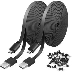 2 Pack 20FT Power Extension Cable Compatible with Wyze Cam v4,WyzeCam,Wyze Cam v3,Wyze Cam Pan, NestCam Indoor,Blink,Amazon Cloud Camera,USB to Micro USB Durable Charging and Data Sync Cord (Gray)