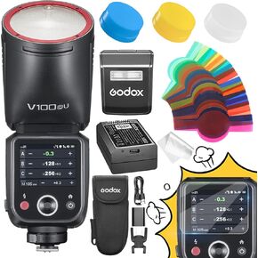 GODOX V100 C GODOX Flash for Canon – Touchscreen Control 100W TTL Camera Flash GODOX V1 for Canon Upgraded 70 Full Power Consecutive Flashes Camera Flash for Canon 5D Mark IV/Canon RP/Canon M50/etc