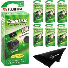 Fuji Film Quicksnap Flash Disposable Camera 400 Iso, 6 Pack, 35mm Camera, 27 Exp, Balveli Coth, Fuji Film Disposable Camera Bulk, 6 Pack of Fuji Disposable Cameras, Fuji Film Disposable Film Camera