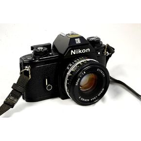 Nikon Em 35mm SLR Film Camera Black Body with Nikon F Mount 50MM F1.8 AI Manual Focus Lens. (Renewed)