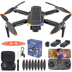 Drone with Camera for Kids and Adult Beginners,Foldable FPV,Brushless Motor,One Key Take Off/Land, Optical Flow Positioning, 360° Flip, Waypoint Fly,2Battery,Gift for adults,kids,beginners