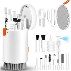 walrfid 2pcs White Pink Computer Keyboard Cleaner Kit, Laptop Screen Cleaning Spray for iPhone AirPod Phone MacBook iPad, 20-in-1 Electronic Clean Brush Tool for Earbud iPod TV Earphone Camera