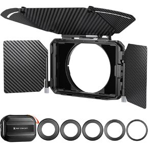 K & F Concept Mini Matte Box ، DSLR Camera Matte Box مع ألياف الكربون أعلى الأجنحة الجانبية مرشحات مربعات مربعة ، لعدسات 67/72/77/82/95 مم ، للمرشح 4x5.65 مربع ND UV/مرشح دائري