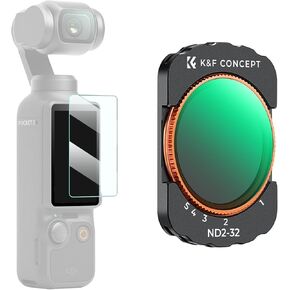 K&F Concept Magnetic ND Filter Kit for DJI Osmo Pocket 3 Creator Combo -4-Pack (ND4+ND8+ND16+ND32), Optical Glass/HD/Multi-Coated Filters