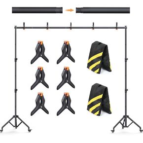 Backdrop Stand with Wheels 10x7.5Ft (WxH), Photo Backdrop Stand Easy to Move,Heavy Duty Back Drop Adjustable Stand for Parties,Banner Stand Photography and Video Studios