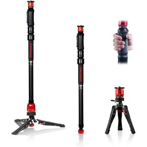 IFOOTAGE Cobra 3 Strike Monopod with Fluid Head K5S, 59" Camera Monopod with Pedal Locking, One-Step Rapid Height Adjustment, Monopod Kit for Shooting Bird/Animal/Sports Event/Wedding/Live Show