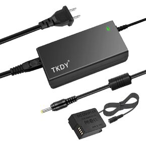 TKDY DCC8 Camera Power Adapter for Panasonic Lumix Cameras, DMW DCC8 DC Coupler DMW-AC8 Power Supply DMW BLC12 Dummy Battery Charger Kit.