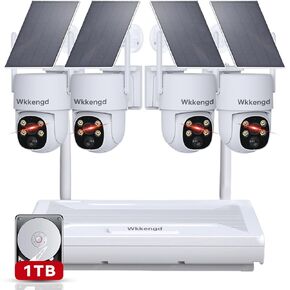 Solar Security Camera System Outdoor: Blacklight True Full Color Night Vison 10CH 1TB HDD WiFi6 NVR 2K Solar Powered PTZ Wireless Surveillance Camera F1.0 Super Aperture Advanced 1/1.8''Sensor